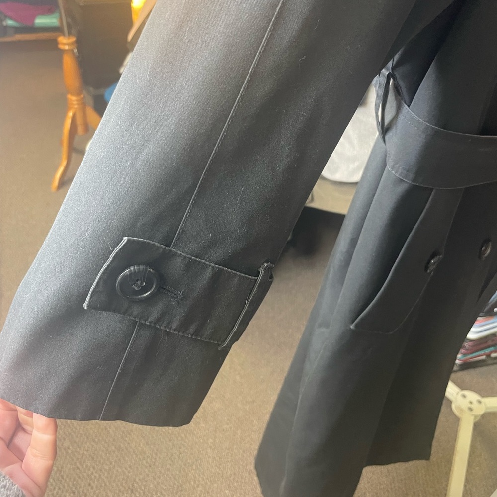 Towne London Fog Black Trench Coat womans 4P - Picture 8 of 8